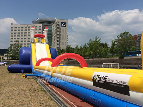Glace de jouet à eau gonflable de classe folle avec voie et piscine pour commerce