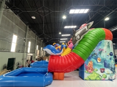 Marble Octopus Inflatable Slide Double lane Inflatable Water Slide with Pool Slide for Party Business