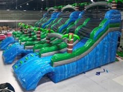 Hot Sell Commercial Tropical Falls Palm Tree Shore Inflatable Water Slide For Pool