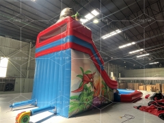 Dinosaur Inflatable Slide Customized Double lane Water Slide with Pool