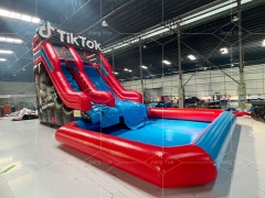 New Design Tiktok Inflatable Water Slide With Water Spray Pool For Sale